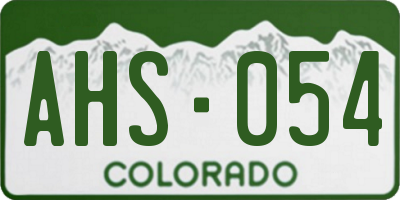 CO license plate AHS054
