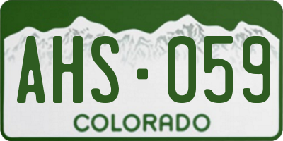CO license plate AHS059