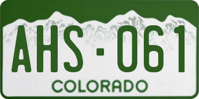 CO license plate AHS061