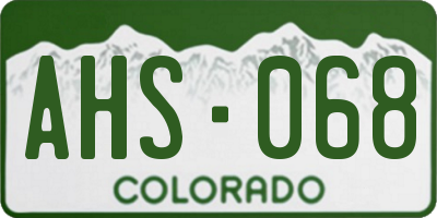 CO license plate AHS068