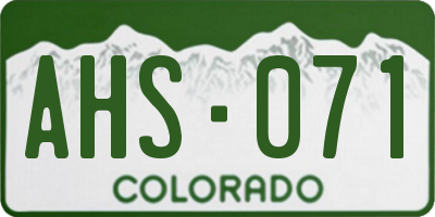 CO license plate AHS071