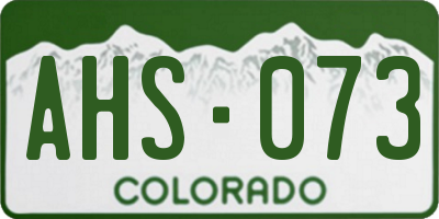 CO license plate AHS073