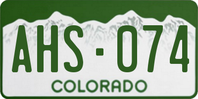 CO license plate AHS074