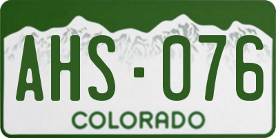 CO license plate AHS076