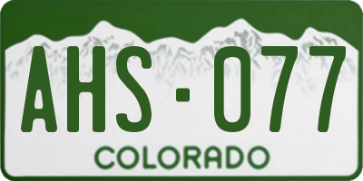 CO license plate AHS077