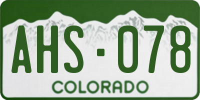 CO license plate AHS078