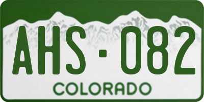 CO license plate AHS082