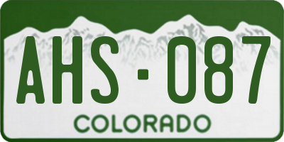 CO license plate AHS087