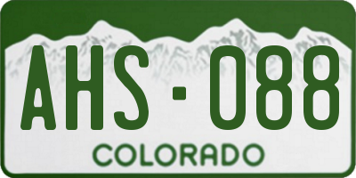 CO license plate AHS088