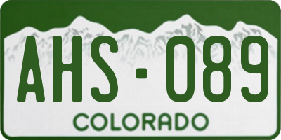 CO license plate AHS089