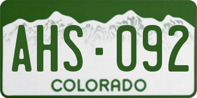 CO license plate AHS092