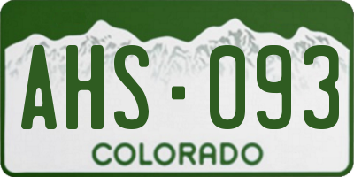 CO license plate AHS093