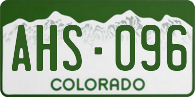CO license plate AHS096
