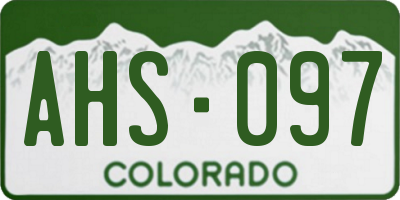 CO license plate AHS097