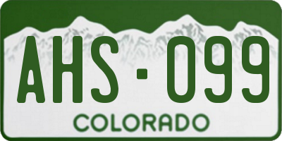 CO license plate AHS099