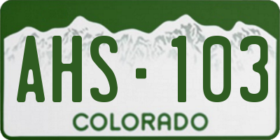 CO license plate AHS103