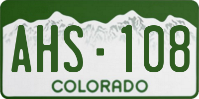 CO license plate AHS108