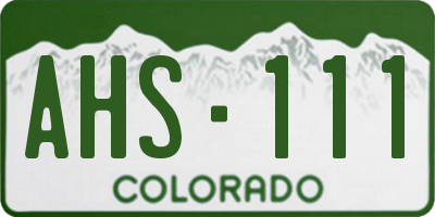 CO license plate AHS111