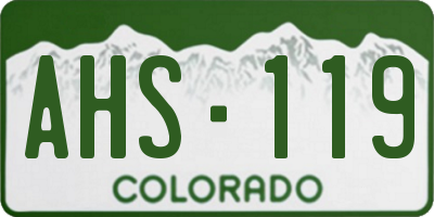 CO license plate AHS119