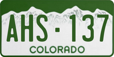 CO license plate AHS137