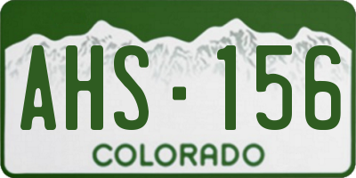 CO license plate AHS156