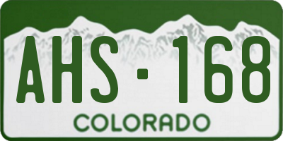 CO license plate AHS168
