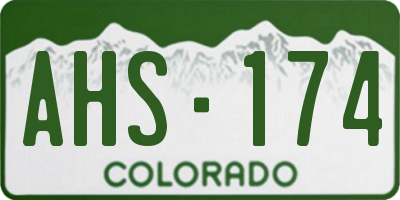CO license plate AHS174