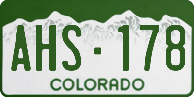 CO license plate AHS178