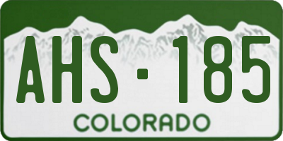 CO license plate AHS185