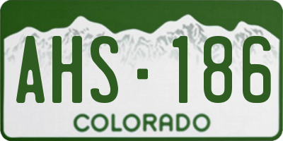 CO license plate AHS186