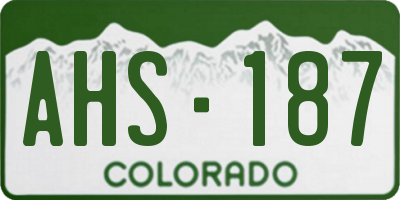CO license plate AHS187