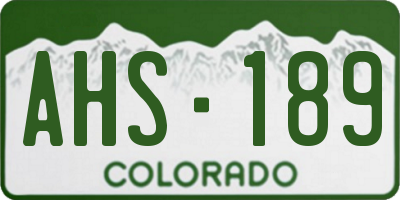 CO license plate AHS189
