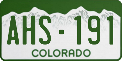 CO license plate AHS191