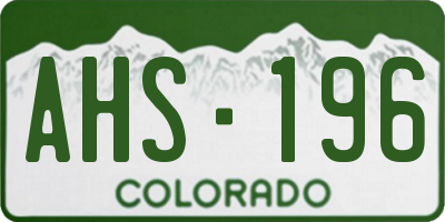 CO license plate AHS196