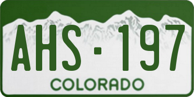 CO license plate AHS197