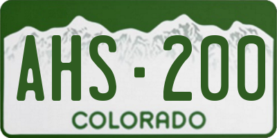 CO license plate AHS200