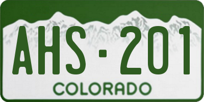 CO license plate AHS201