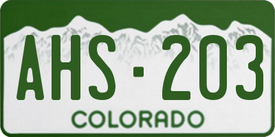 CO license plate AHS203