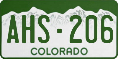 CO license plate AHS206