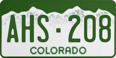 CO license plate AHS208