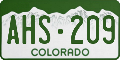 CO license plate AHS209
