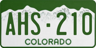 CO license plate AHS210