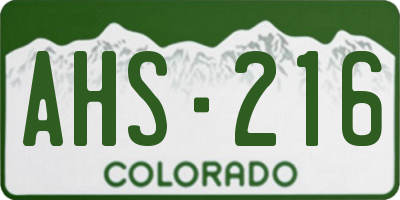 CO license plate AHS216