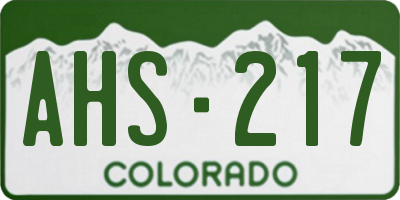 CO license plate AHS217