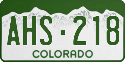 CO license plate AHS218