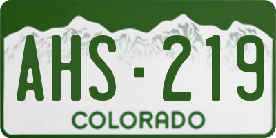 CO license plate AHS219