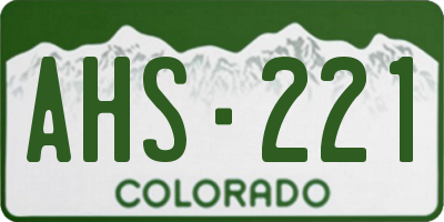 CO license plate AHS221