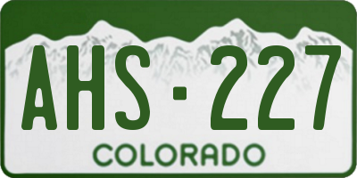 CO license plate AHS227