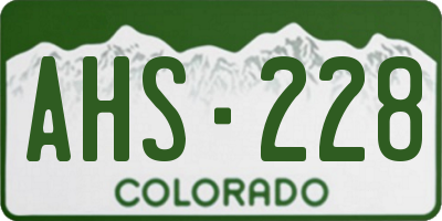 CO license plate AHS228