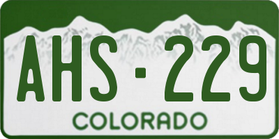 CO license plate AHS229